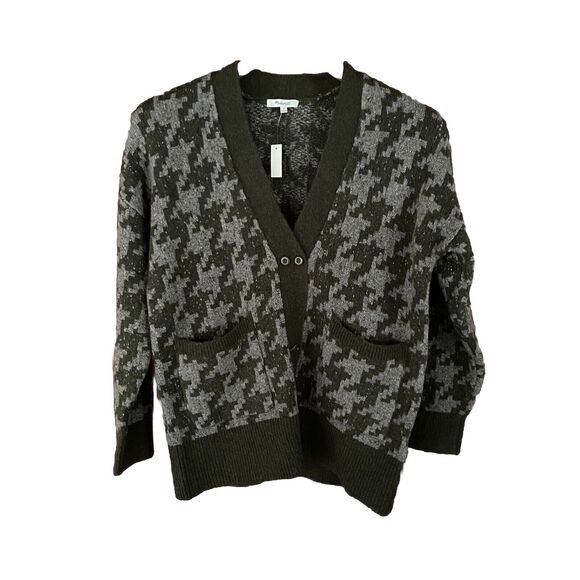 Madewell Allston Double-Button Cardigan Sweater in Houndstooth Sz S Pockets New - Picture 1 of 7